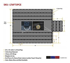 Heavy Duty 18oz Lumber Tarp 20×18 (6′ Drop with 6′ x 8′ Flap) – Black