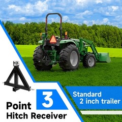 Heavy Duty Three Point Hitch 2in Receiver Trailer Hitch Fits Cat 1, Quick Hitch