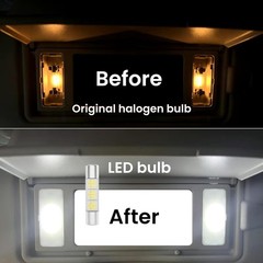 28mm Sun Visor Vanity Mirror LED Bulbs, 29mm Car Bulb 6000K White Light, DC 12V