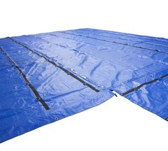 (2 Pack) Blue Superlight 14oz Flatbed Trailer Lumber Steel Tarp 24×27 (8′ Drop)