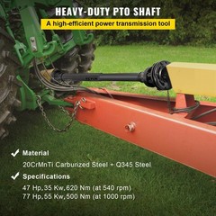 Heavy Load 1-3/8″ 6-Spline PTO Shaft 43″-57″ for Tiller Mowers