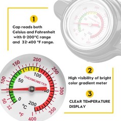 Radiator Cap with Temperature Gauge High Pressure 1.8 Bar 25.6 PSI Universal