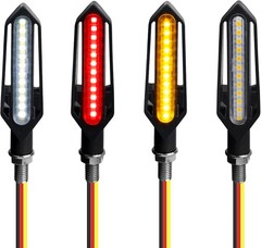 4Pcs Motorcycle Turn Signals Sequential LED Bli Color: amber/white + amber/red