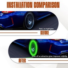 4PCS Green LED Tire Valve Cap Lights, Waterproof Neon Wheel Light Color: Green