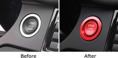 Red Aluminum Keyless Engine Push Start Button & Surrounding Ring Co Color: Red