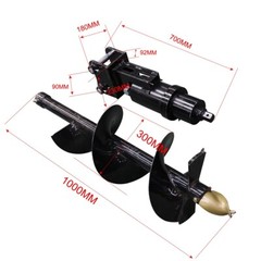 300mm Diameter Auger Drill Rod Post Hole Attachment for Mini Excavator