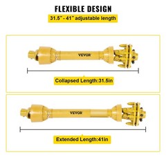 1-3/8in 6-Spline 4-Series 31.5-41in Yellow PTO Shaft with Slip Clutch
