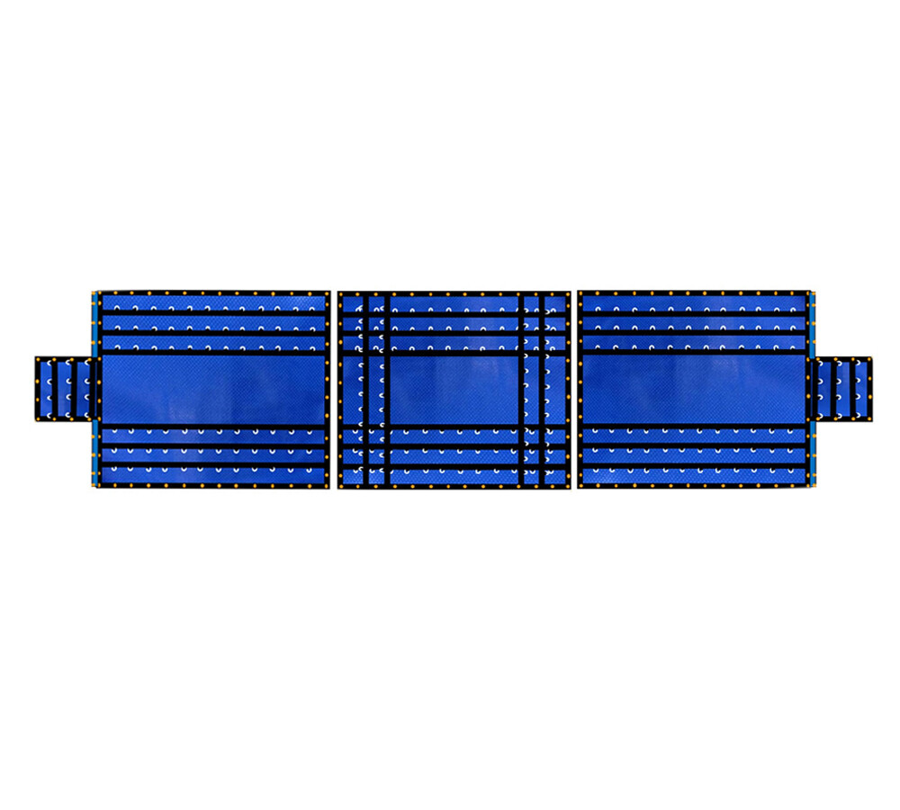 Flatbed Trucking Tarp Heavy Duty 18oz 3 Pc Lumber Tarp (8′ Drop) – Blue
