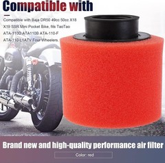 35mm Red Double Foam Pod Performance Filter for 50cc 70cc 90cc 110cc 125cc ATV Q