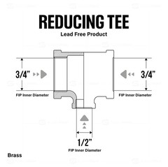 CSSU0342 3/4 in. x 1/2 in. Reducing Tee Two Size with Female Threaded Connect…