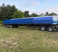 (2 Pack) Blue Superlight 14oz Flatbed Trailer Lumber Steel Tarp 24×27 (8′ Drop)