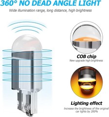 30-Pack 194 LED Bulbs 6000K White, 168 2825 W5W T10 Wedge COB LED Color: Green
