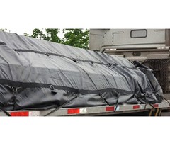 Flatbed Trucking Tarp Heavy Duty 18oz 3 Pc Lumber Tarp (8′ Drop) – Blue