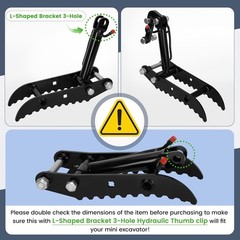 L-Shaped Hydraulic Thumb Clip Attachment W/ Hydraulic Hoses for Mini Excavator