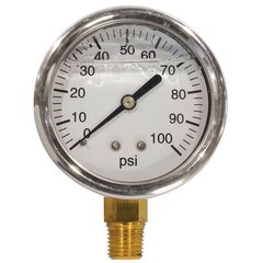 Pressure Gauge 0-100 Liquid 2-1/2″ Dial SS Caseing 2241GXB100 Farmer Bob’s Parts