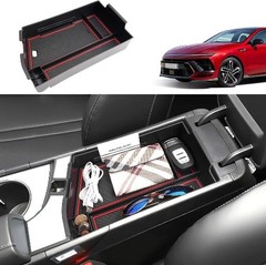 Center Console Organizer for Sedan, Durable ABS Plastic Console Tra Color: Red