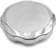 Universal Motorcycle Scooter Fuel Tank Cap Cover in Silver Tone Metal