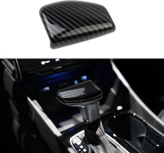 Carbon Fiber Style Center Console Gear Shift Head Cover Trim for Tucson/Santa Cr