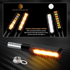 2PCS Flowing LED Motorcycle Turn Signal Daytime Running L Color: White & Amber