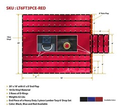 Heavy Duty 18oz Lumber Tarp 20×18 (6′ Drop with 6′ x 8′ Flap) – Red