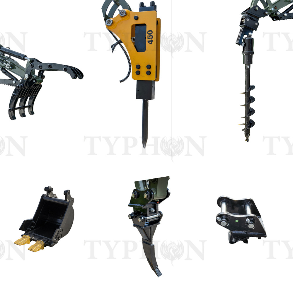 6-in-1 Mini Excavator Attachment Combo Tool Kit Multi-Function Fit 2-3 ton