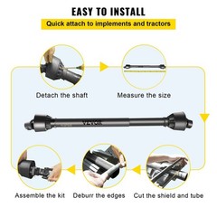 1 3/8×6-Spline Round End PTO Shaft Series 4 39-55in Black for Rotary Cutter
