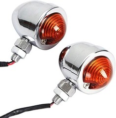 Turn Signals 2pcs Chrome Front Rear 12V with Bullet Shape Color: Silver/Amber