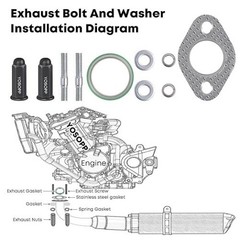 Exhaust Bolt Nuts and Gasket Kit in Black for 50cc to 150cc Scooters, ATVs, Mope