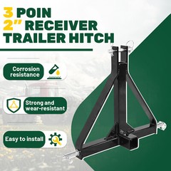 3 Point 2″ Receiver Trailer Hitch Drawbar Adapter Category One Tractor