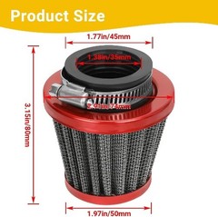 35mm Motorcycle Air Filter Compatible with 50cc 70cc 90cc 110cc 125cc ATV A-Red