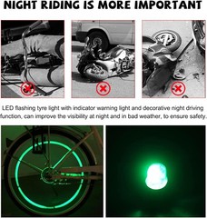 4 PCS LED Tire Valve Lights, Waterproof Neon Lights for Bicycle M Color: Green