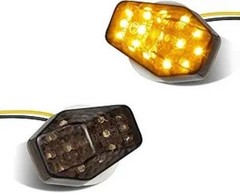 Universal 12V LED Flush Mount Turn Signals for Motorcycle with Smoked Lens and A