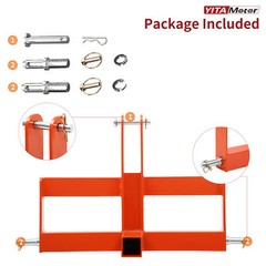 3 Pt 2″ Receiver Hitch Drawbar W/Suitcase Weight Brackets for Tractor CAT 1 US