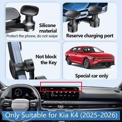 Car Phone Holder Center Console Dash Organizer for Kia K4 2025 2026 Accessories