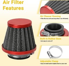 35mm Motorcycle Air Filter Compatible with 50cc 70cc 90cc 110cc 125cc ATV A-Red