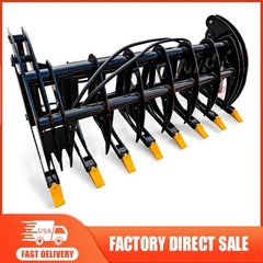 Grabber Attachment For Bobcat Skid Steer 72″ Root Rake Clam Grapple with 8 Teeth