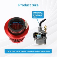 35mm (1-3/8″) Air Filter Compatible with 125cc 110cc 90 70 50 ATV Color: A-Red