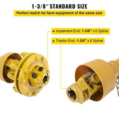 1-3/8in 6-Spline 4-Series 31.5-41in Yellow PTO Shaft with Slip Clutch