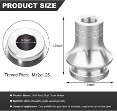 M12×1.25 Aluminum Shift Knob Boot Retainer Adapter, Durable Wate Color: Silver