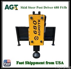 AGT 680 Ft/lb Universal Hydraulic Hammer Quick Attach For Skid Steer Post Driver