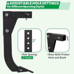 Hitch Mounted Ripper 18” Shank Middle Buster Plow with 2″ Receiver for ATV/UTV