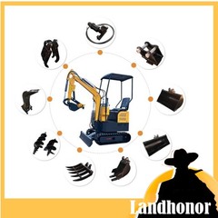9-in-1 Mini Excavator Attachments Kit Landhonor Buckets Rake Ripper Auger Set