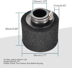 Universal 35mm Double Foam Straight Neck Air Filter Replacement for 50cc XR50 CR