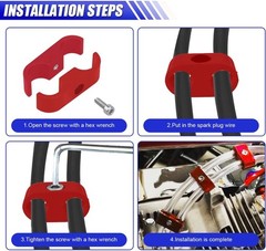 6-Piece Spark Plug Wire Separator Kit, Holder for 7mm 8mm 9.5mm Ign Color: Red