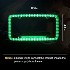 12 V 54 LED Color Light License Plate Frame Acrylic Plastic Licen Color: Green
