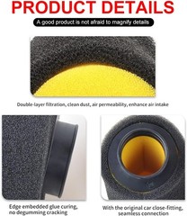 Foam Air Filter, Universal Motorcycle 35mm Replacement High Perform Size: 35MM