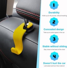 Car Seat Headrest Hooks, 4 Pack Durable Backseat Hangers for Pur Color: Yellow