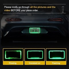 12 V 54 LED Color Light License Plate Frame Acrylic Plastic Licen Color: Green