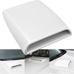 Universal Car Decorative Air Flow Intake Hood Scoop Vent Turbo Bo Color: White