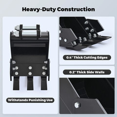 12″ Narrow Excavator Bucket For 2-3.5 Ton Mini Digger Trenching Manganese Steel
